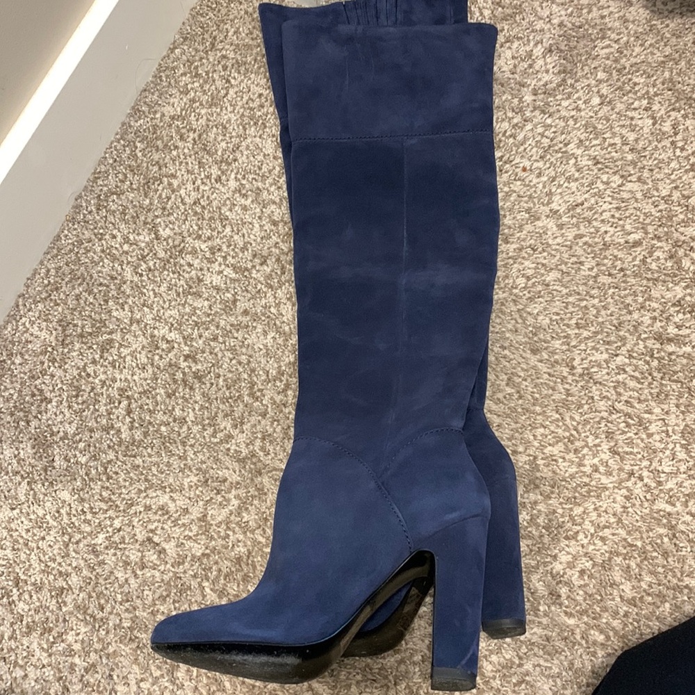 Blue suede boots! Over the knee